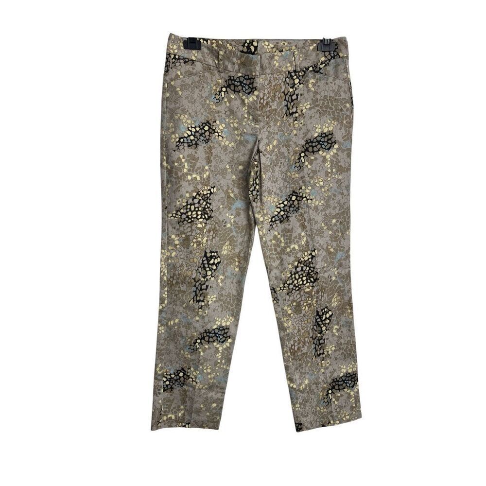 Zac & Rachel Pants Womens Size 8 Tan Gold Ankle Snakeskin Print Straight Leg